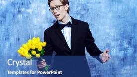  Presentation with elegant wedding - Slide set having its boy - excited handsome man background and a ocean colored foreground