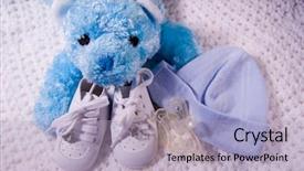  Presentation with babies - Audience pleasing presentation consisting of its boy - pair of babies shoes backdrop and a light blue colored foreground