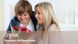  Presentation with mother son flowers - Slides featuring its boy - son offering bunch flowers background and a  colored foreground