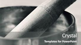  Presentation with tibetan singing bowl - Presentation enhanced with its wooden mallet in duotone background and a dark gray colored foreground