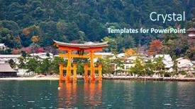  Presentation with hiroshima - Colorful PPT theme enhanced with itsukushima-shrine-otorii-gate backdrop and a ocean colored foreground