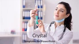  Presentation with infusion - Audience pleasing PPT theme consisting of iv bag - young female doctor in infusion backdrop and a lemonade colored foreground