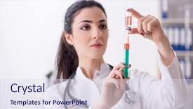  Presentation with infusion - Presentation theme consisting of iv bag - young female doctor in infusion background and a sky blue colored foreground