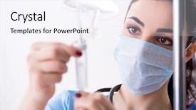  Presentation with infusion - Cool new PPT theme with iv bag - young female doctor in infusion backdrop and a sky blue colored foreground