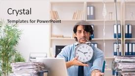  Presentation with blood transfusion - Presentation design featuring iv bag - young male employee in blood background and a lemonade colored foreground