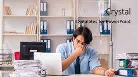  Presentation with blood transfusion - Slide set enhanced with iv bag - young male employee in blood background and a  colored foreground