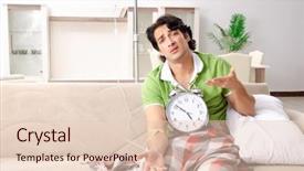  Presentation with home - PPT theme consisting of iv bag - young man suffering at home background and a lemonade colored foreground