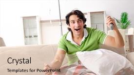  Presentation with home - PPT layouts having iv bag - young man suffering at home background and a lemonade colored foreground