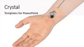  Presentation with medical hand - Colorful PPT theme enhanced with free drug addiction - hand with earphones like medical backdrop and a white colored foreground