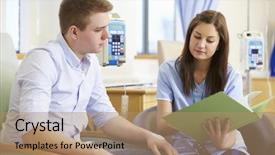  Presentation with chemotherapy - Audience pleasing slide set consisting of iv medications - man having chemotherapy looking backdrop and a coral colored foreground