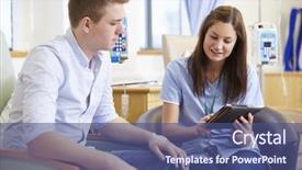  Presentation with chemotherapy - Slide set enhanced with man having chemotherapy with nurse background and a ocean colored foreground