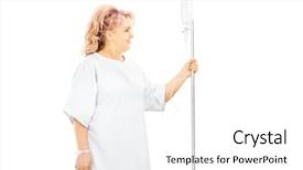  Presentation with infusion - PPT layouts featuring iv fluid - female patient in gown getting background and a white colored foreground