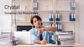  Presentation with blood transfusion - Audience pleasing presentation design consisting of iv injection - young male employee in blood backdrop and a soft green colored foreground