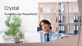  Presentation with blood transfusion - Colorful presentation enhanced with iv injection - young male employee in blood backdrop and a sky blue colored foreground