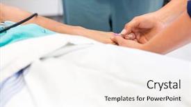  Presentation with needle - PPT theme featuring low key monochrome portrait of a serious thinking man with a thick beard background and a dark gray colored foreground