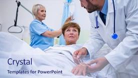  Presentation with doctor patient relations - Theme having iv s - doctor attaching iv drip background and a sky blue colored foreground