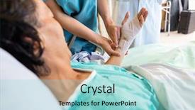  Presentation with nurse and patient - Amazing presentation design having iv s - midsection of nurse putting bandage backdrop and a  colored foreground