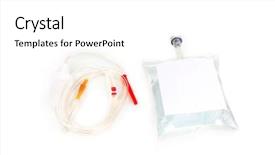  Presentation with antibiotics - PPT theme featuring iv therapy - bag of intravenous antibiotics background and a white colored foreground