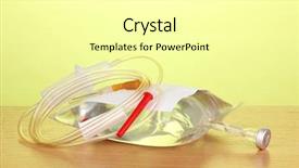  Presentation with antibiotics - Presentation theme consisting of iv therapy - bag of intravenous antibiotics background and a blonde colored foreground