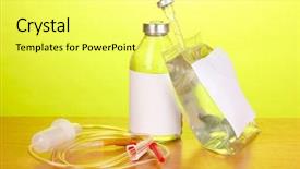  Presentation with intravenous therapy - Theme consisting of iv therapy - bottle and bag of intravenous background and a yellow colored foreground