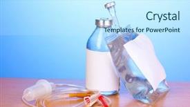  Presentation with antibiotics - Audience pleasing PPT theme consisting of iv therapy - bottle and bag of intravenous backdrop and a cool aqua colored foreground