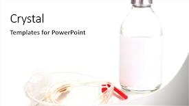  Presentation with antibiotics - Presentation theme with iv therapy - bottle of intravenous antibiotics background and a white colored foreground