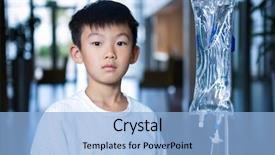  Presentation with intravenous - PPT theme featuring iv therapy - boy patient holding intravenous iv background and a light blue colored foreground