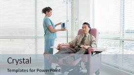  Presentation with chemotherapy - Cool new PPT theme with iv therapy - full length of female nurse backdrop and a light blue colored foreground