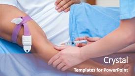  Presentation with metabolic syndrome doctor examining - Slide deck having iv therapy - woman doctor examining male patient background and a coral colored foreground