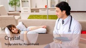  Presentation with pregnant woman doctor - Slide set consisting of iv therapy - young handsome doctor visiting pregnant background and a coral colored foreground