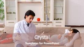  Presentation with pregnant woman doctor - Colorful slide set enhanced with iv therapy - young handsome doctor visiting pregnant backdrop and a coral colored foreground