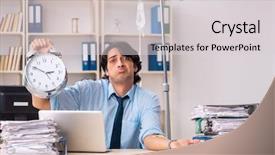  Presentation with blood transfusion - Slide set with iv therapy - young male employee in blood background and a light gray colored foreground