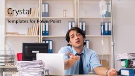  Presentation with blood transfusion - Beautiful slide deck featuring iv therapy - young male employee in blood backdrop and a soft green colored foreground