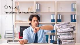  Presentation with blood transfusion - Presentation theme featuring iv therapy - young male employee in blood background and a lemonade colored foreground