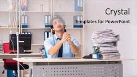  Presentation with blood transfusion - Amazing presentation theme having iv therapy - young male employee in blood backdrop and a light gray colored foreground