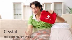  Presentation with home - Slide deck featuring iv therapy - young man suffering at home background and a lemonade colored foreground