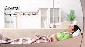  Presentation with home - PPT theme consisting of iv therapy - young man suffering at home background and a white colored foreground