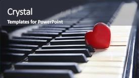  Presentation with keys - Audience pleasing theme consisting of ivory - red heart on piano keys backdrop and a dark gray colored foreground