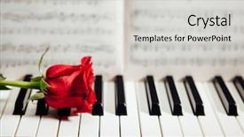  Presentation with keys - Presentation theme featuring ivory - red rose on piano keys background and a light gray colored foreground