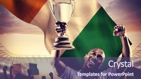  Presentation with football blue - Amazing slide set having ivory coast - happy sportsman looking up backdrop and a  colored foreground