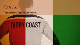  Presentation with football play diagram - Presentation theme having ivory coast football player holding background and a  colored foreground