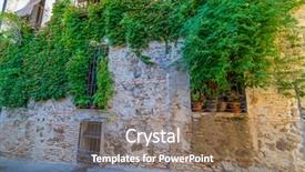  Presentation with green city - Presentation theme having ivy leage - stone house wall with green background and a violet colored foreground