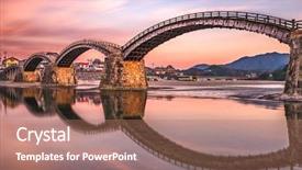  Presentation with dusk - PPT theme having iwakuni japan at kintaikyo bridge background and a coral colored foreground