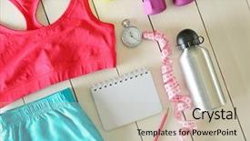  Presentation with water equipment laboratory - Colorful slide set enhanced with apple iwatch - athlete's set with female clothing backdrop and a mint green colored foreground