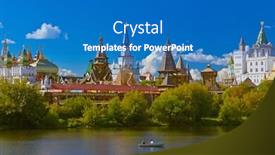  Presentation with lake - Cool new slide set with izmailovo kremlin and lake - moscow russian - travel background backdrop and a teal colored foreground