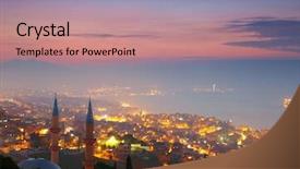  Presentation with nighttime - PPT theme featuring izmir-at-nighttime-view background and a coral colored foreground