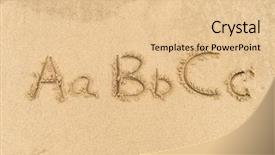  Presentation with alphabet - Slides with b c - alphabet letters handwritten in sand background and a lemonade colored foreground