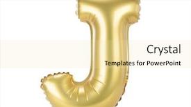  Presentation with balloon - Colorful PPT theme enhanced with gold balloon font part of full set upper case letters j backdrop and a blonde colored foreground