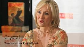  Presentation with promote - Audience pleasing slide deck consisting of j-k-rowling backdrop and a coral colored foreground