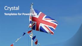  Presentation with union jack flag - Cool new slide deck with jack flag flies on flagpole backdrop and a teal colored foreground